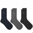 Polo Ralph Lauren Men's Sports Sock - 3 Pack in Navy/Charcoal/Black