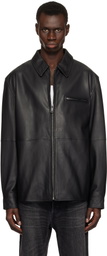 Hugo Black Paneled Leather Jacket