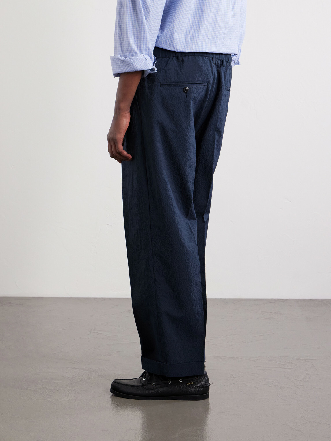 Beams Plus - Straight-Leg Pleated Seersucker Suit Trousers - Blue
