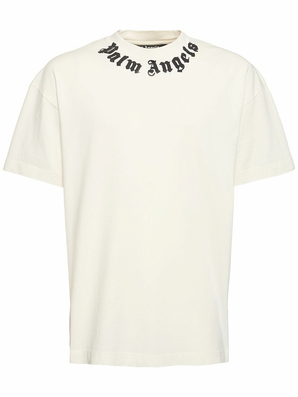 Photo: PALM ANGELS Neck Logo Cotton T-shirt