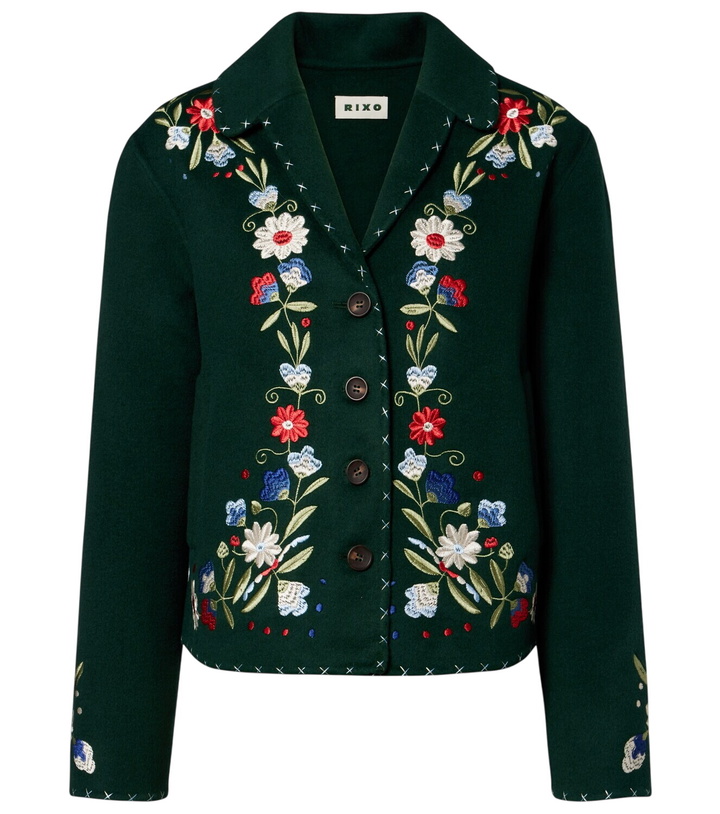 Photo: Rixo Jude embroidered floral wool-blend jacket
