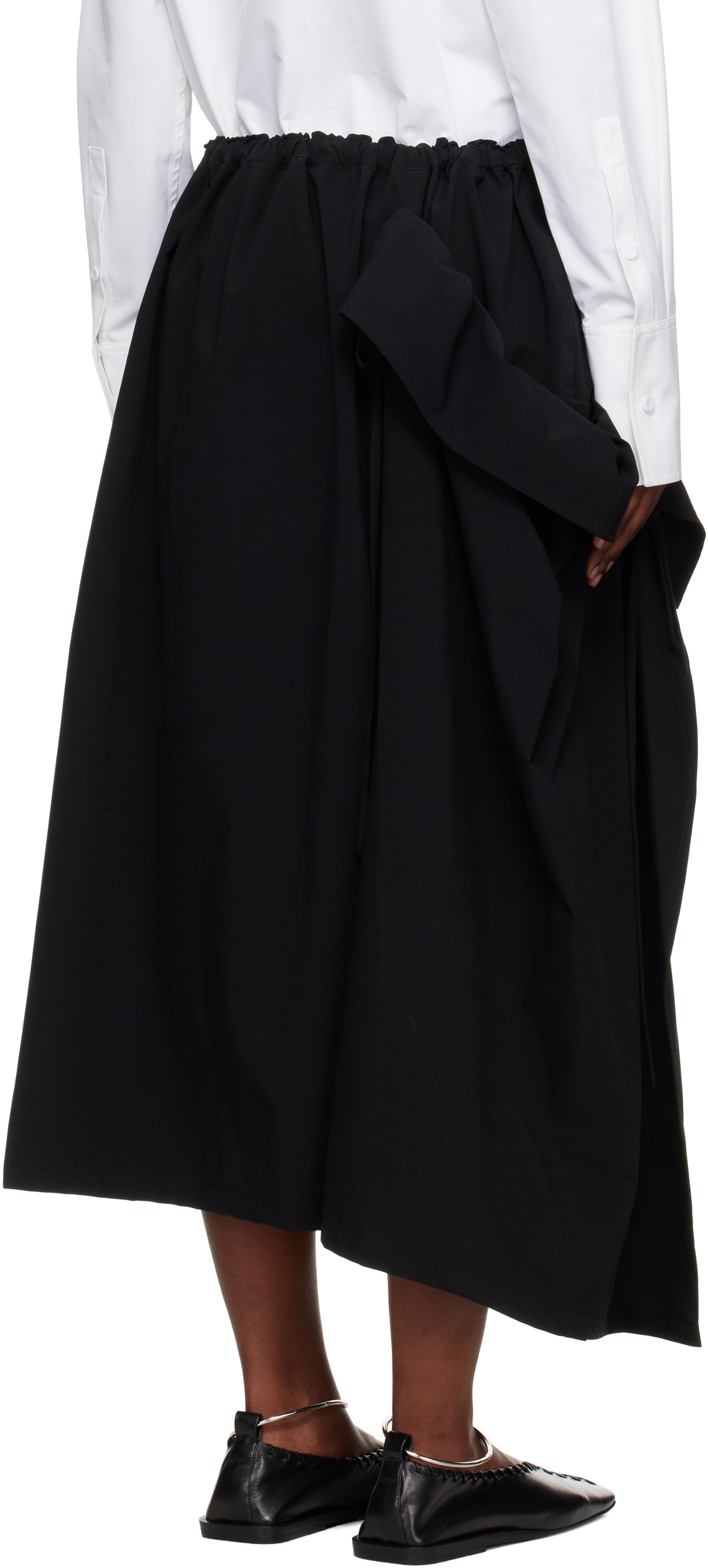 Y's Black Sa-Gathered Maxi Skirt