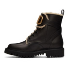 Valentino Black Valentino Garavani VLogo Shearling Combat Boots