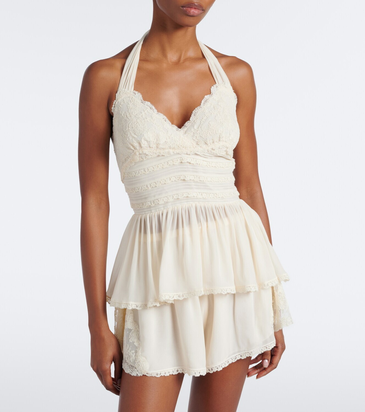 Zimmermann Fairlight lace-trimmed halterneck top