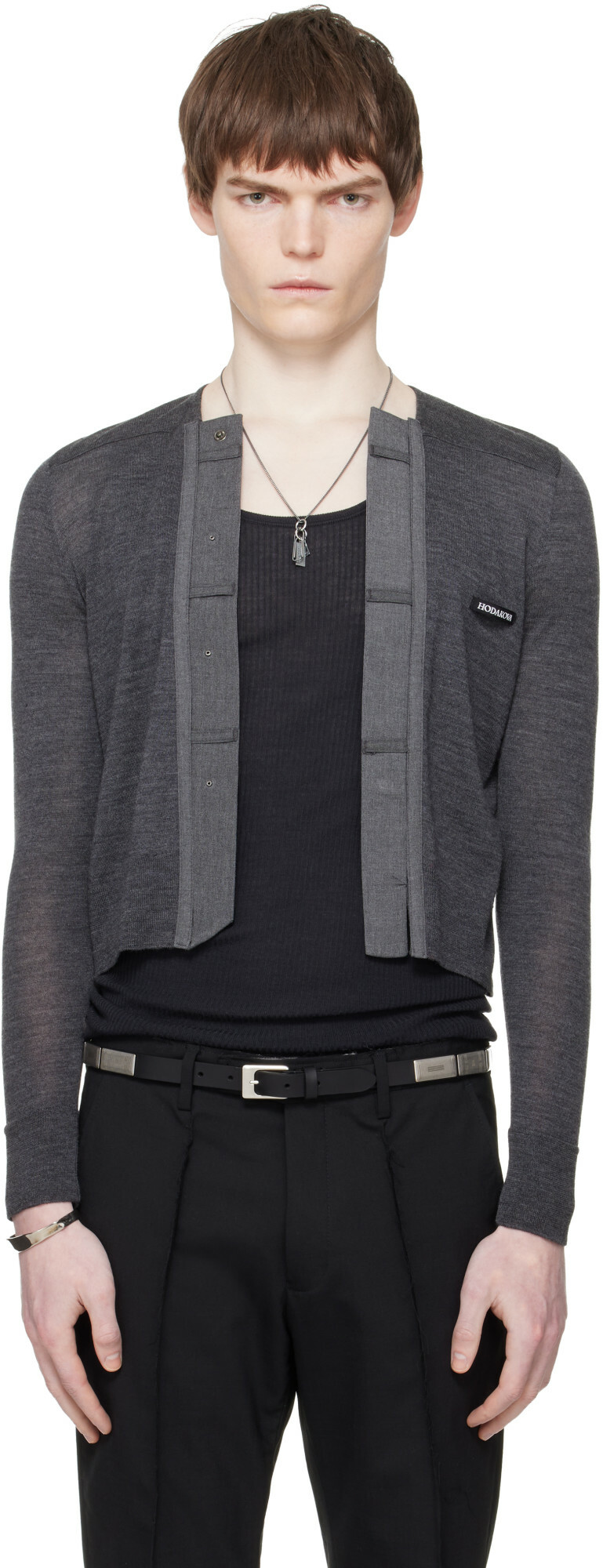 HODAKOVA Gray Knitted Long Sleeve Cardigan