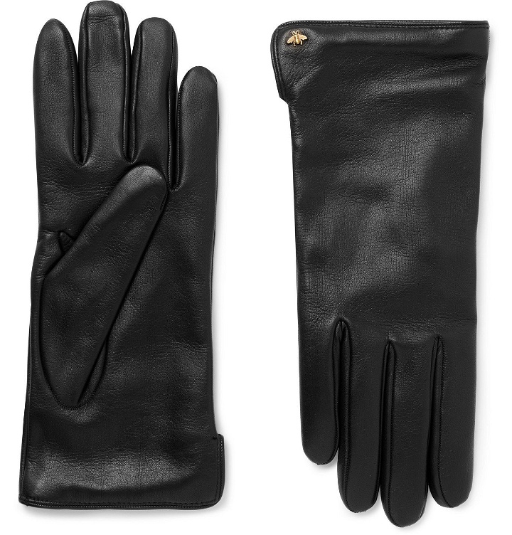 Photo: GUCCI - Logo-Embellished Leather Gloves - Black
