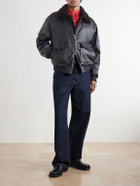 Valstar - Smith Shearling-Trimmed Full-Grain Leather Jacket - Black