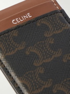 CELINE - Leather-Trimmed Logo-Print Coated-Canvas Magnetic Cardholder
