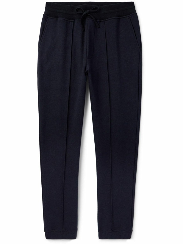 Photo: Loro Piana - Whitney Tapered Cotton, Silk and Cashmere-Blend Jersey Sweatpants - Blue