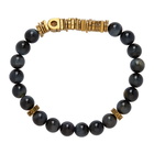 Salvatore Ferragamo Black and Gold Gancini Beaded Bracelet