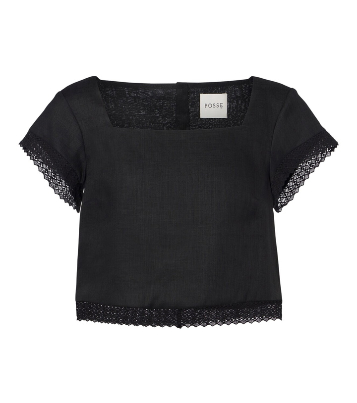 Photo: Posse Alfie cropped embroidered linen top