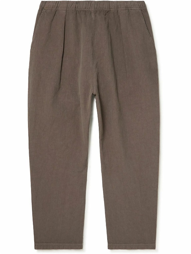 Photo: Universal Works - Kyoto Tapered Pleated Linen and Cotton-Blend Trousers - Brown