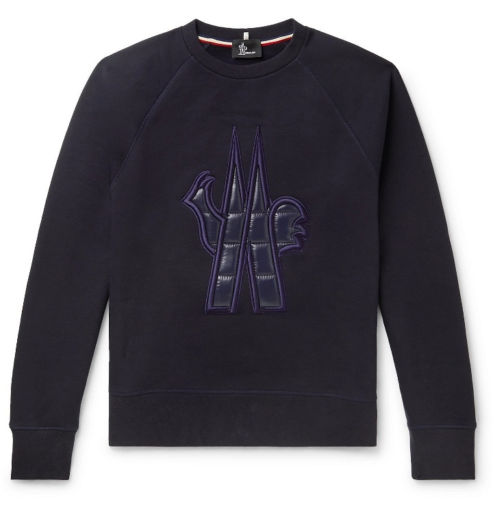 Photo: Moncler Grenoble - Logo-Appliquéd Fleece-Back Cotton-Jersey Sweatshirt - Blue