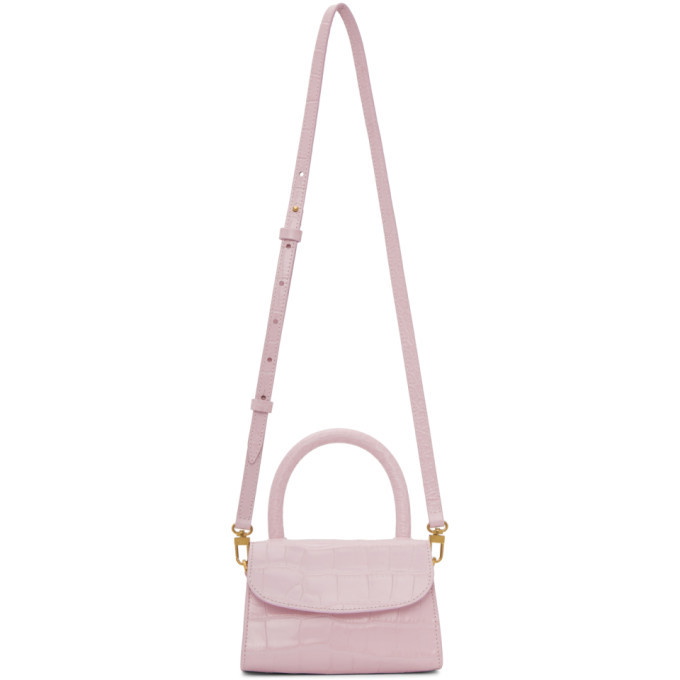 BY FAR Pink Croc Mini Top Handle Bag By Far