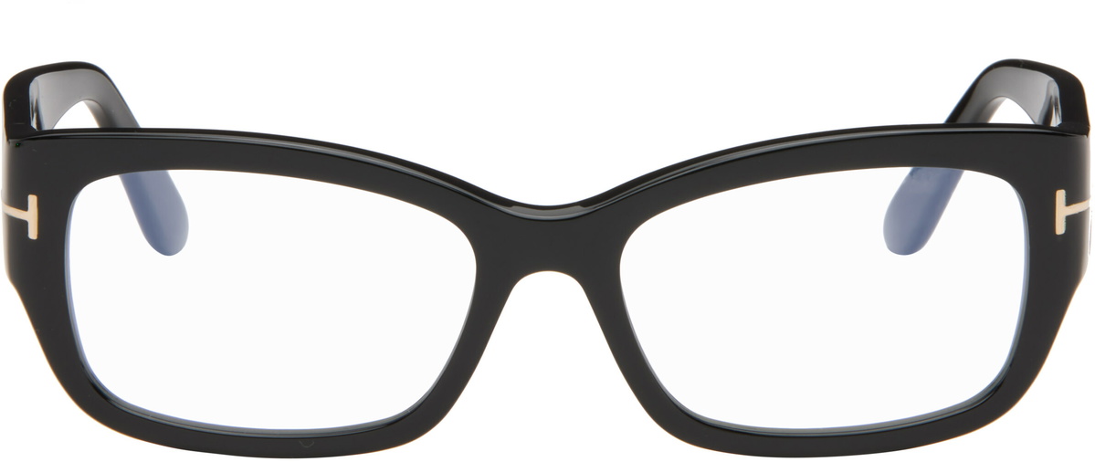 TOM FORD Black Rectangular Blue Block Glasses