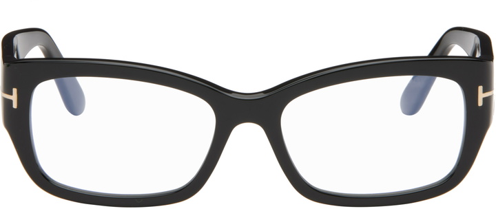 Photo: TOM FORD Black Rectangular Blue Block Glasses