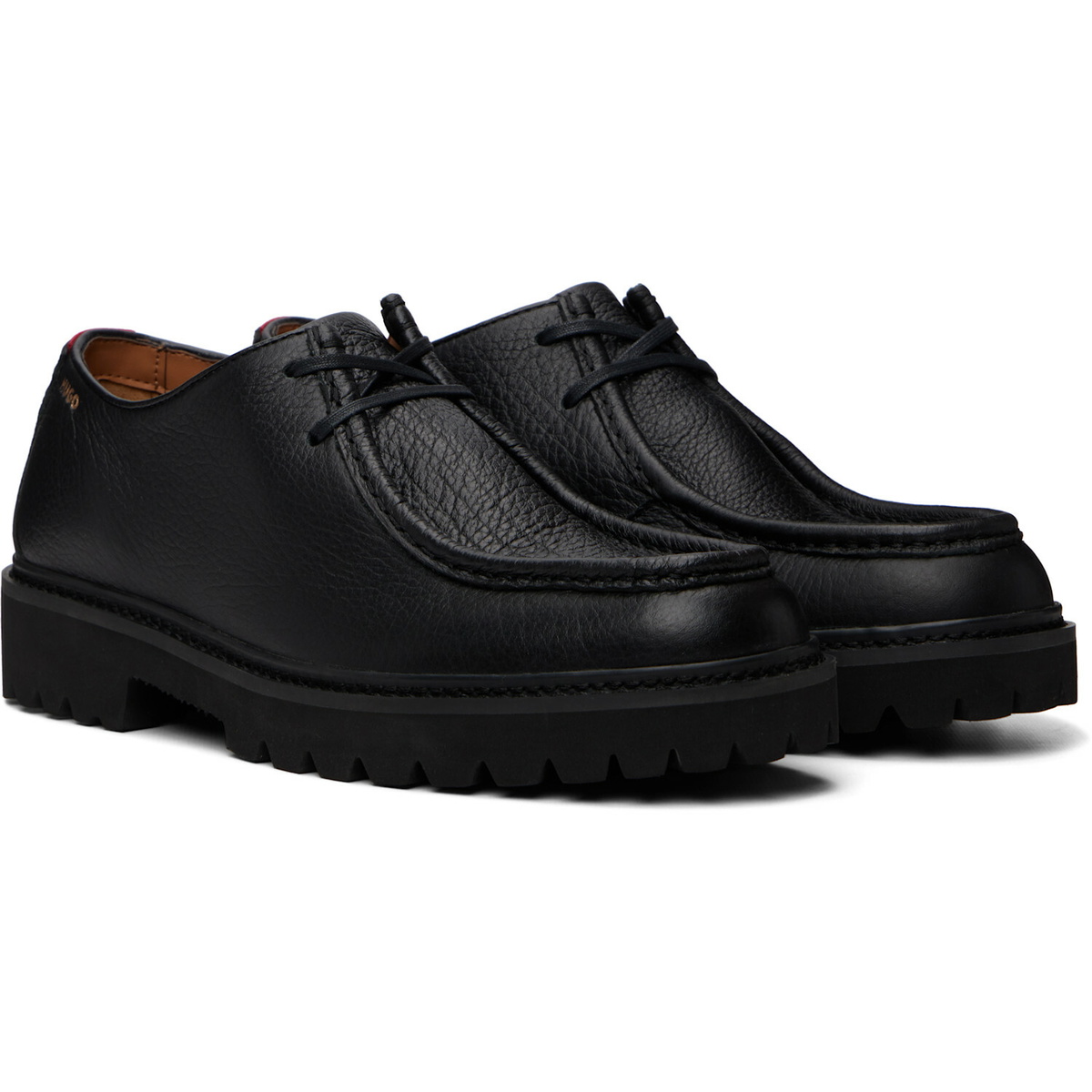 Hugo Black Tumbled Leather Derbys