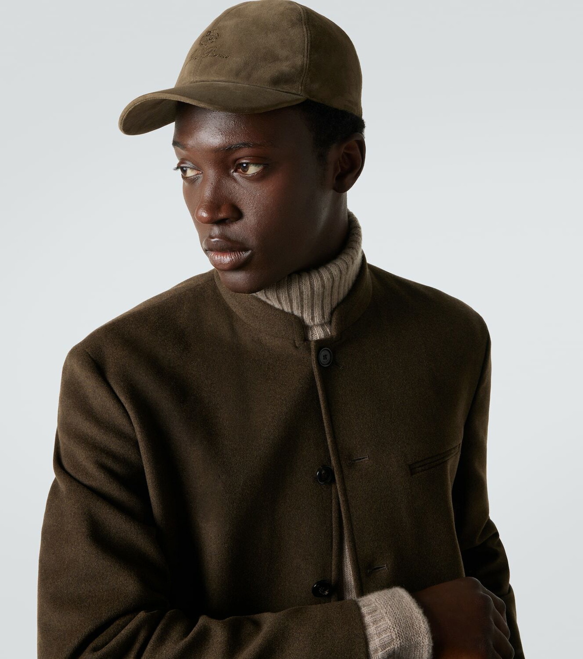 Loro Piana Logo embroidered suede baseball cap