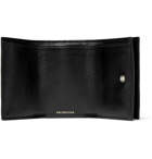 Balenciaga - Printed Full-Grain Leather Trifold Wallet - Black