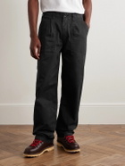Noah - Straight-Leg Pleated Cotton-Twill Trousers - Black