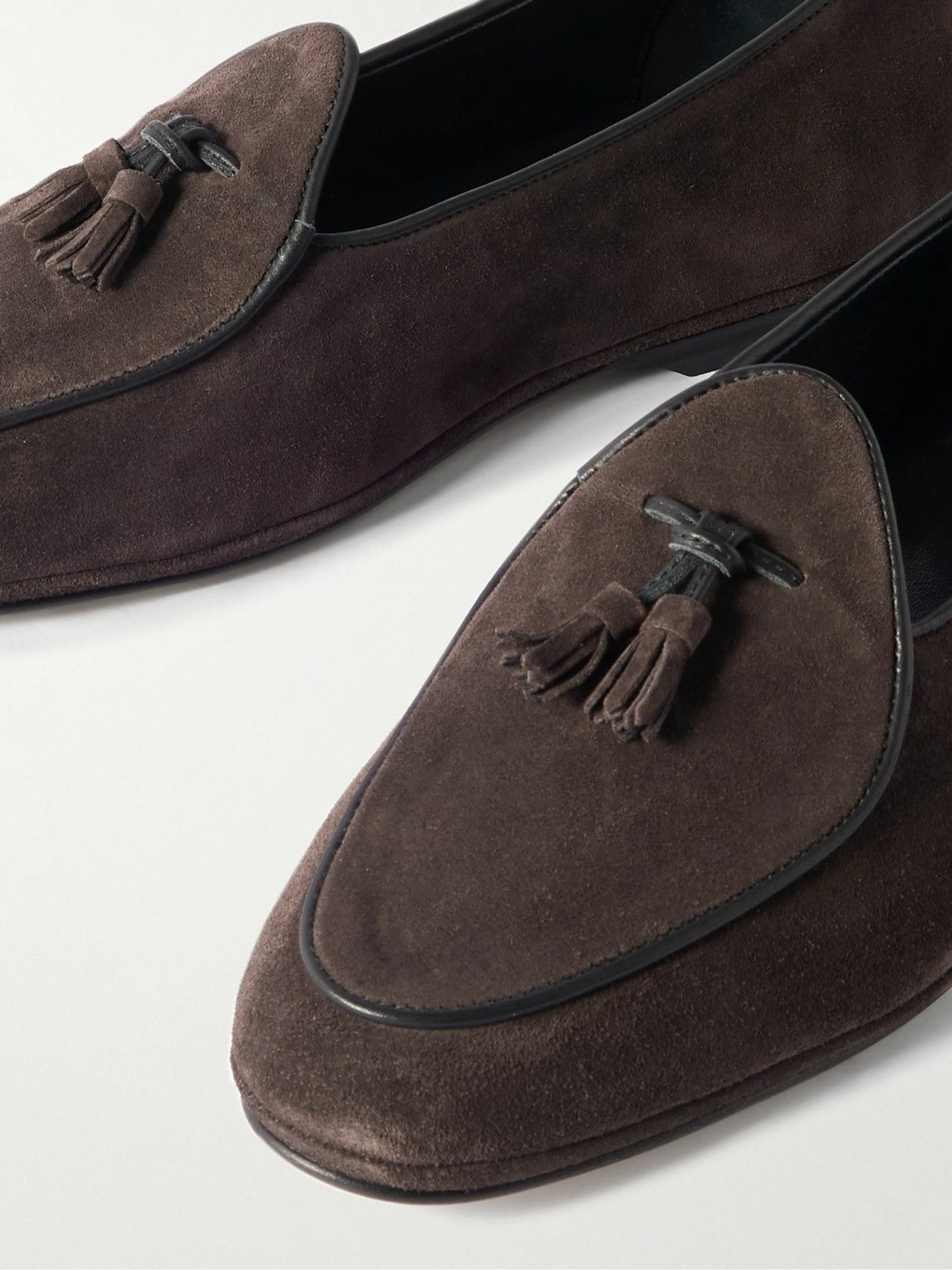 Rubinacci - Marphy Tasselled Leather-Trimmed Suede Loafers - Brown