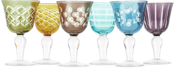 Photo: POLSPOTTEN Multicolor Cuttings Wine Glass Set