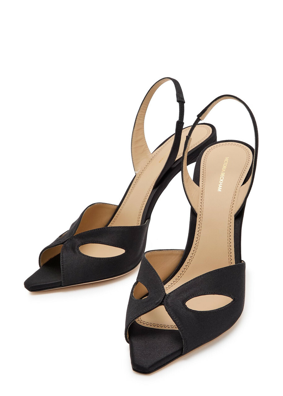 Victoria Beckham Harlow 100 Satin Slingback Sandals Black