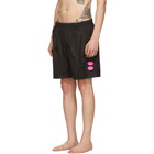 Off-White Black Oversized Rubber Logo Swim Shorts