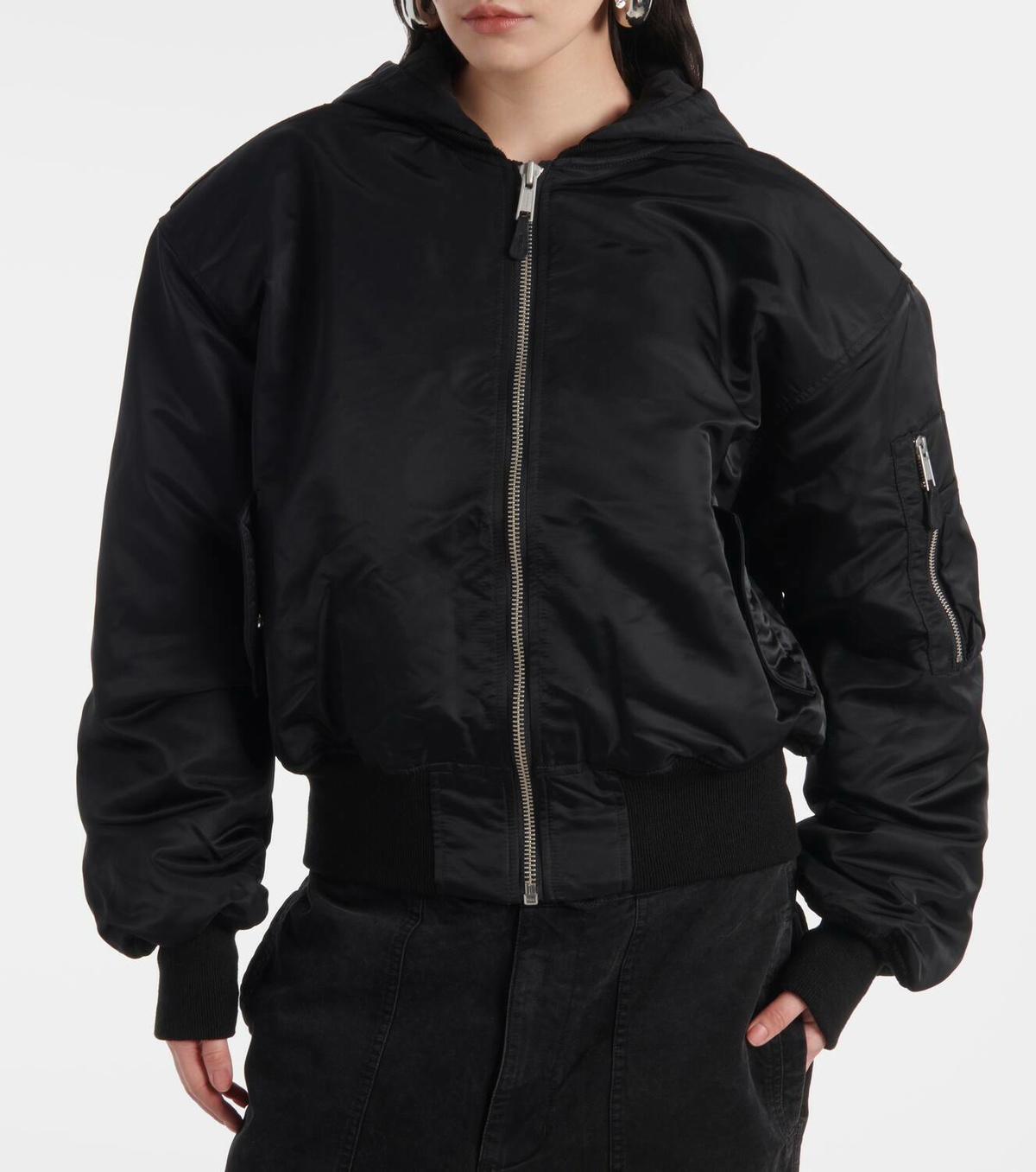 Entire Studios Broad hooded satin bomber jacket