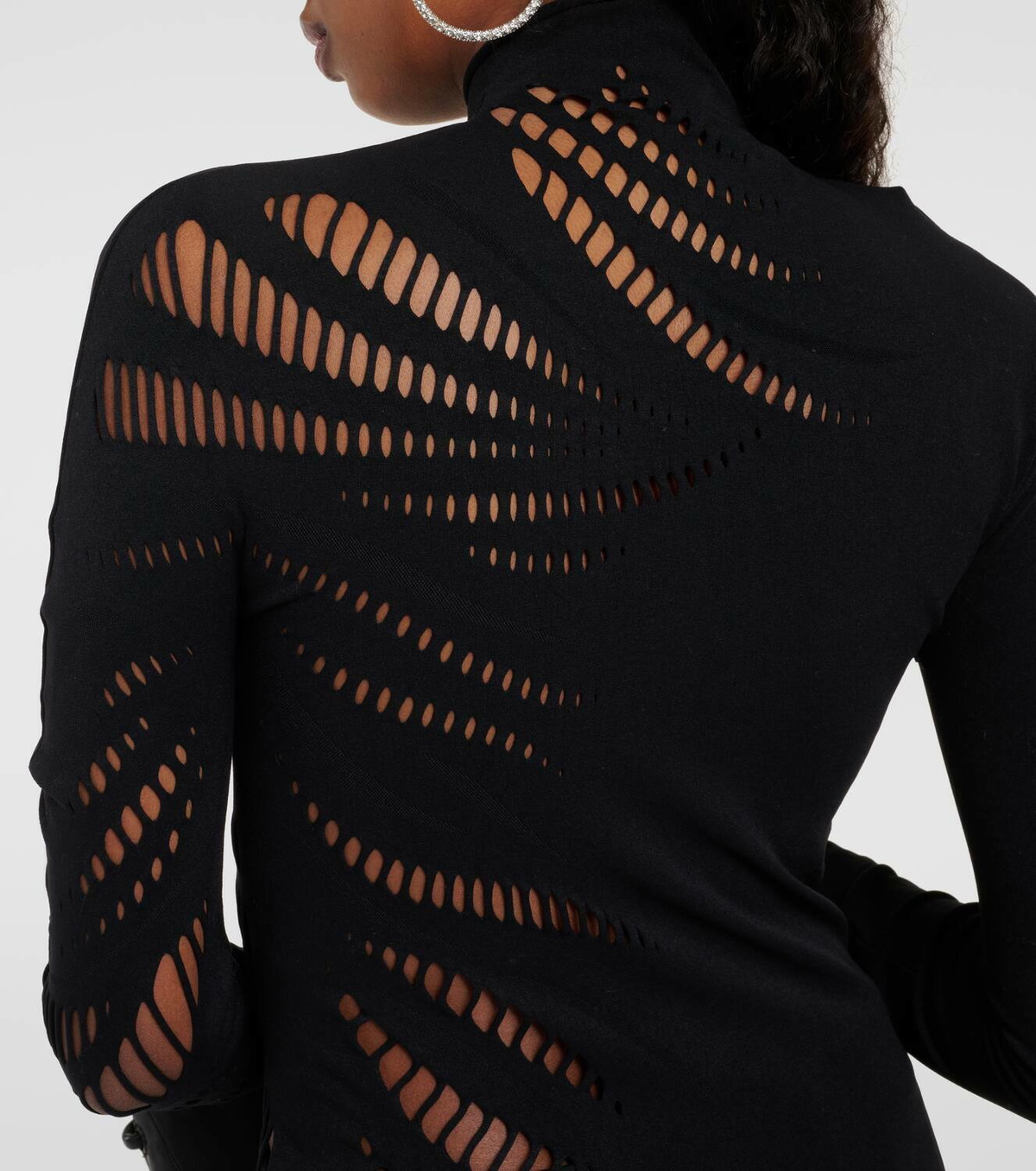 Mugler Cutout turtleneck jersey top Mugler