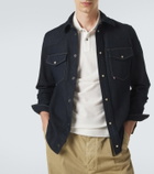Moncler Leather-trimmed cotton piqué polo shirt