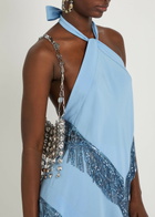 Rabanne Fringed Chains Asymmetric Woven top Blue