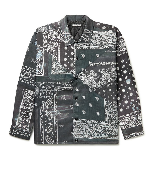 Photo: Neighborhood - Bandana-Print Padded Woven Jacket - Black