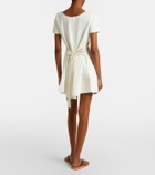 Miu Miu Leather-trimmed cotton jersey minidress