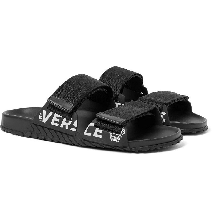 Photo: Versace - Logo-Detailed Webbing and Rubber Sandals - Black