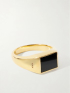 Mikia - Gold-Plated Sterling Silver Onyx Ring - Gold