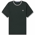 Fred Perry Men's Twin Tipped T-Shirt in Night Green/Snow White