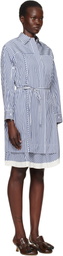 3.1 Phillip Lim Blue & White Cascade Sleeve Stripe Shirt Minidress