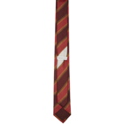 Dries Van Noten Burgundy Silk Striped Tie