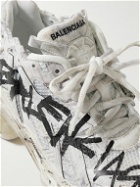 Balenciaga - Runner Logo-Print Distressed Nylon, Mesh and Rubber Sneakers - White