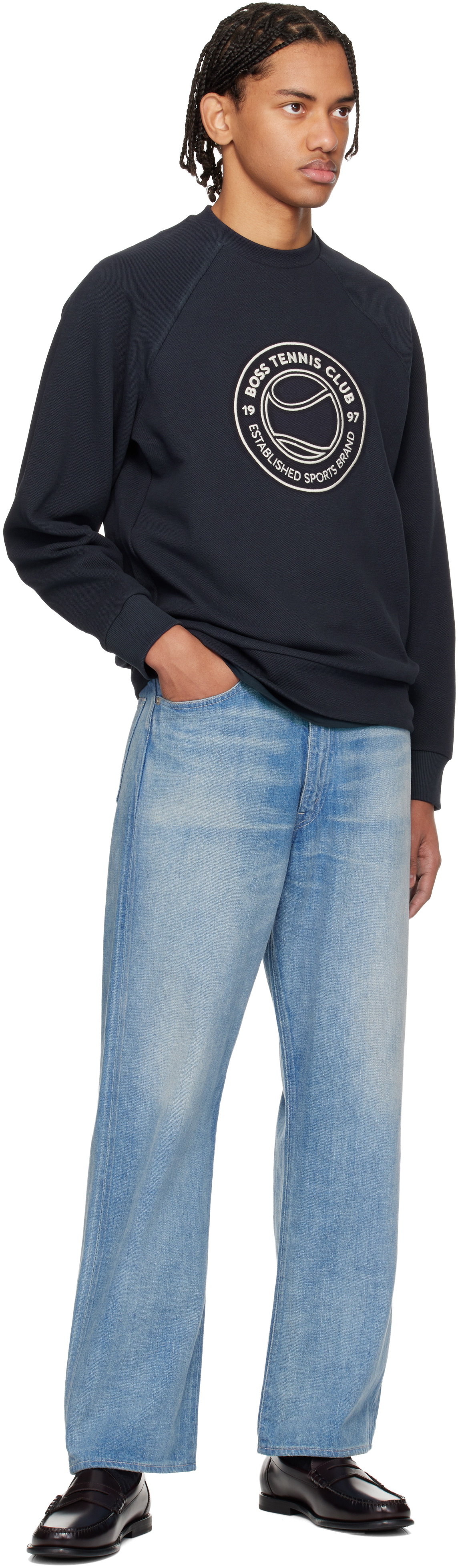 BOSS Navy Embroidered Sweatshirt