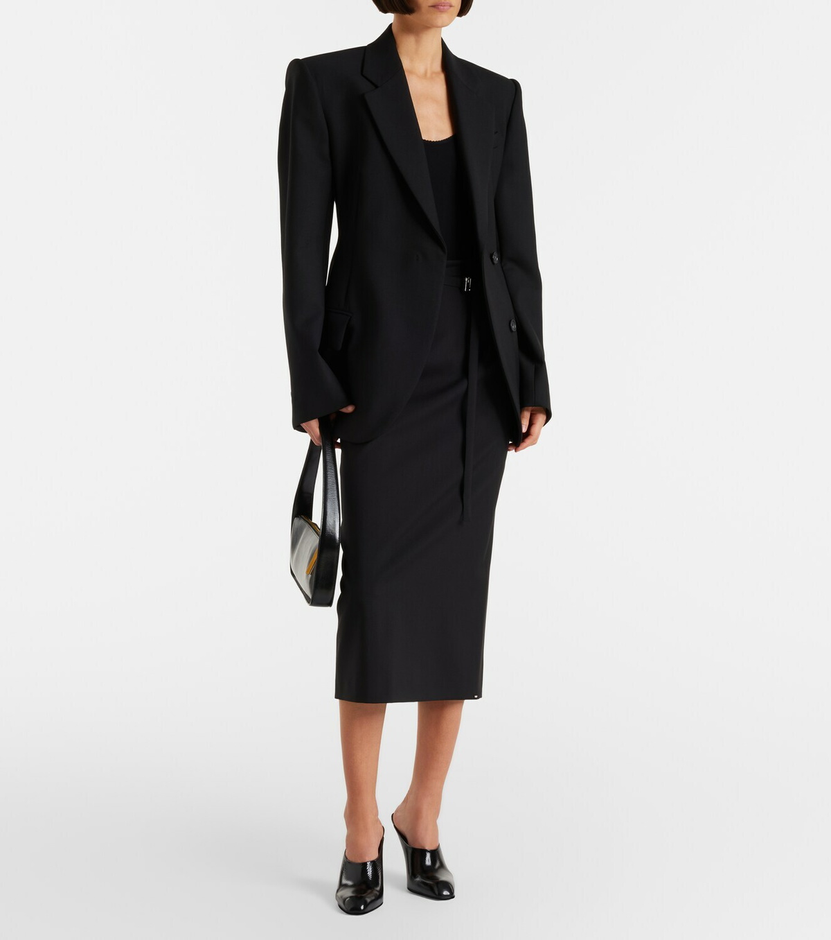 Sportmax High-rise virgin wool midi skirt