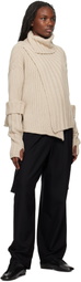 Y's Beige Rib Finger Hole Turtleneck
