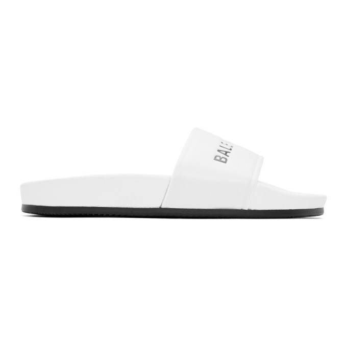 [40] Balenciaga white Leather Sliders