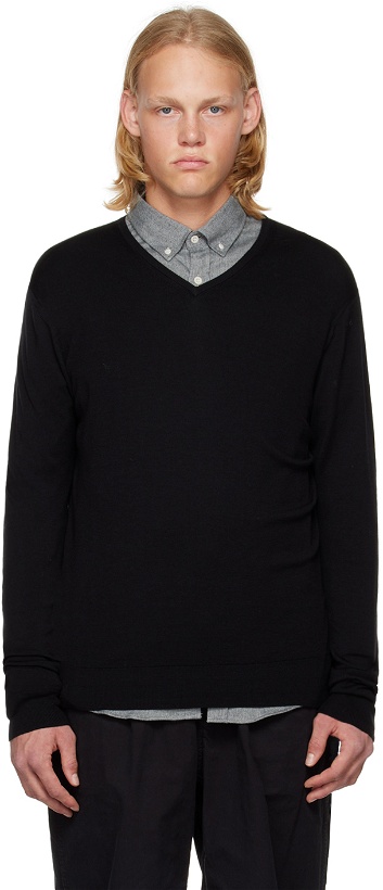 Photo: Sunspel Black V-Neck Sweater