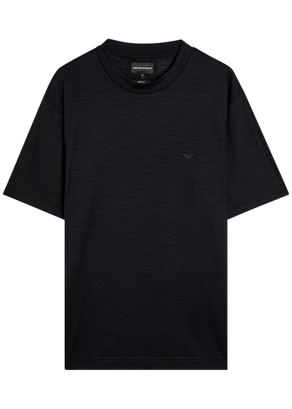 Photo: Emporio Armani Logo-embroidered Wool T-shirt Navy