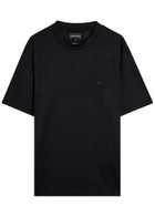 Emporio Armani Logo-embroidered Wool T-shirt Navy