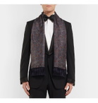 Sulka - Fringed Paisley-Print Mulberry Silk-Twill Scarf - Blue