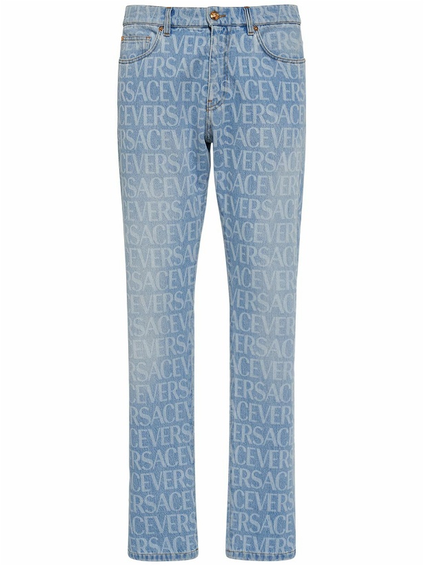 Photo: VERSACE - Monogram Cotton Denim Jeans