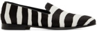 Manolo Blahnik Black & Off-White Calf-Hair Loafers